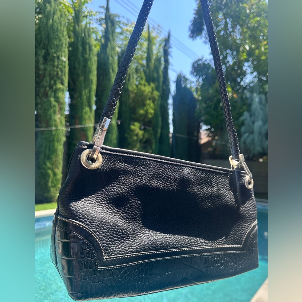 Vintage Brighton Crocodile Embossed Leather Shoulder Purse